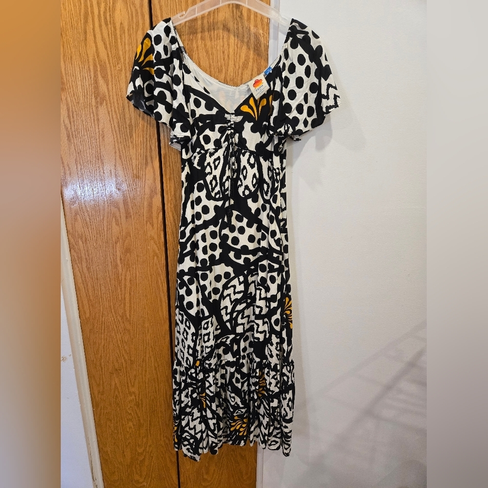 Farm Rio For Anthropologie Flutter-Sleeved Maxi Dress Sz XS - Picture 5 of 15